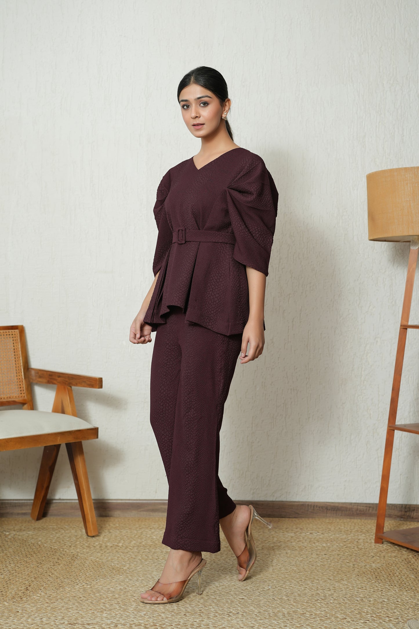 Belted Burgundy Co-Ord Set