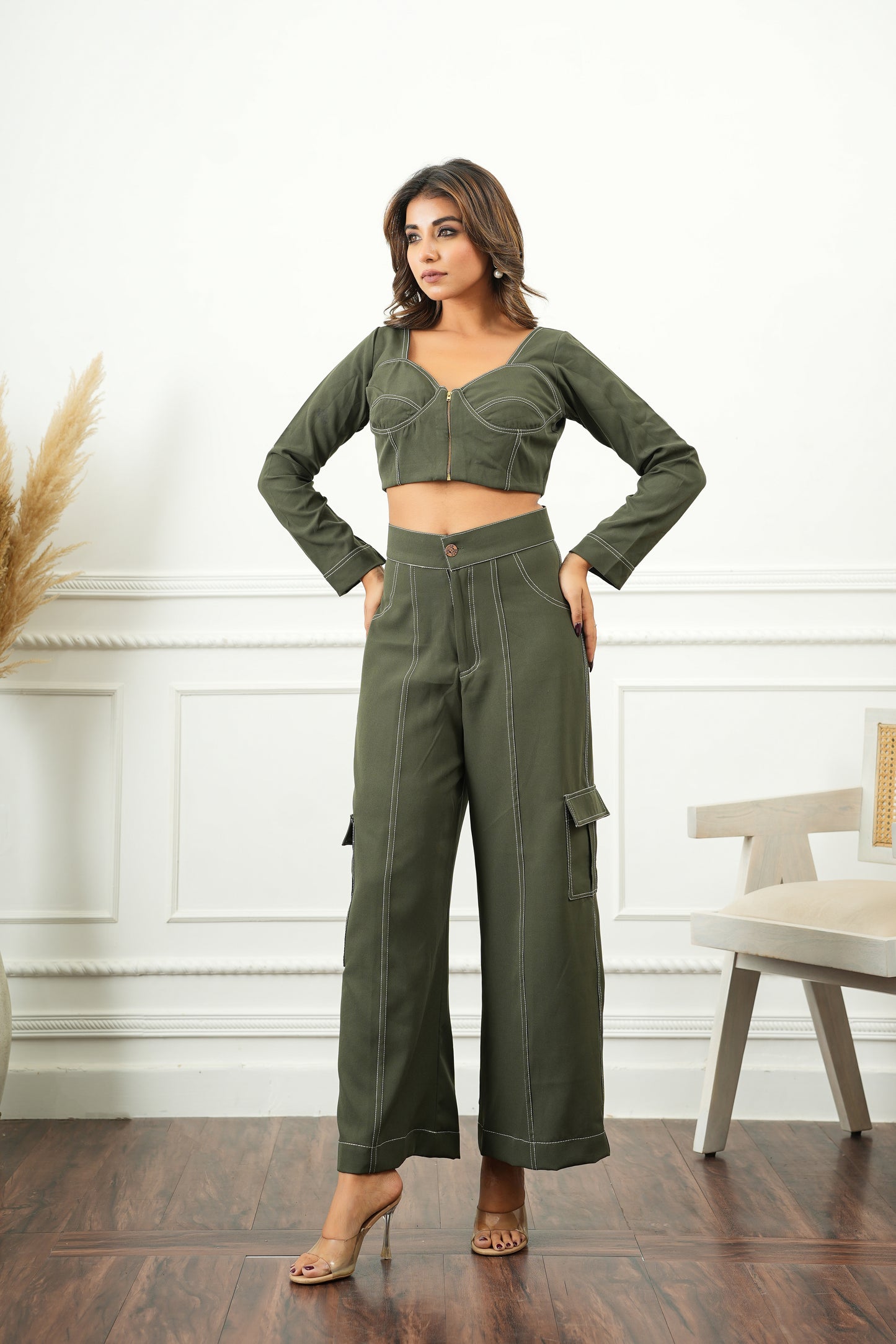 Olive Green Utility Co-Ord Set