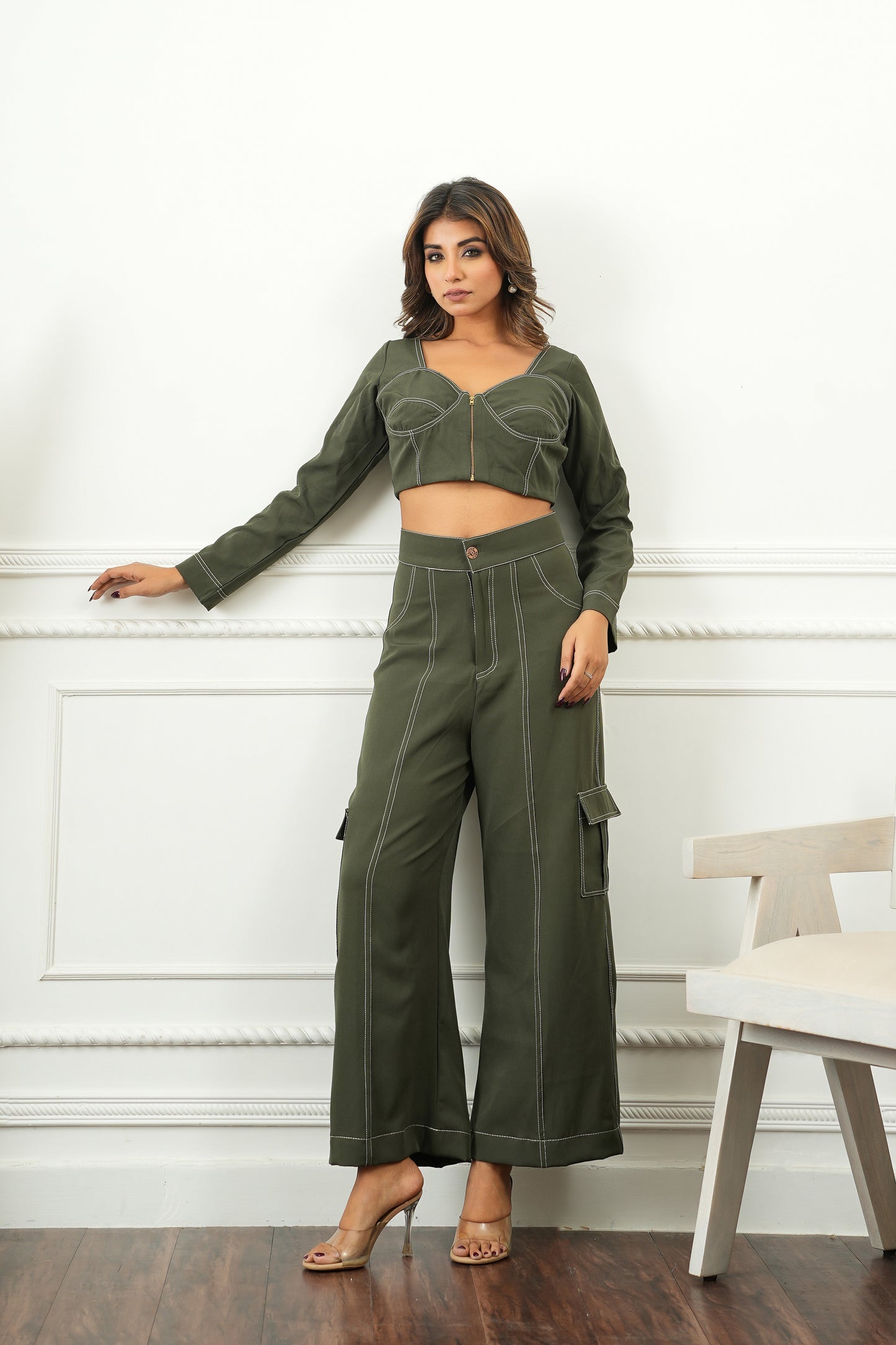 Olive Green Utility Co-Ord Set
