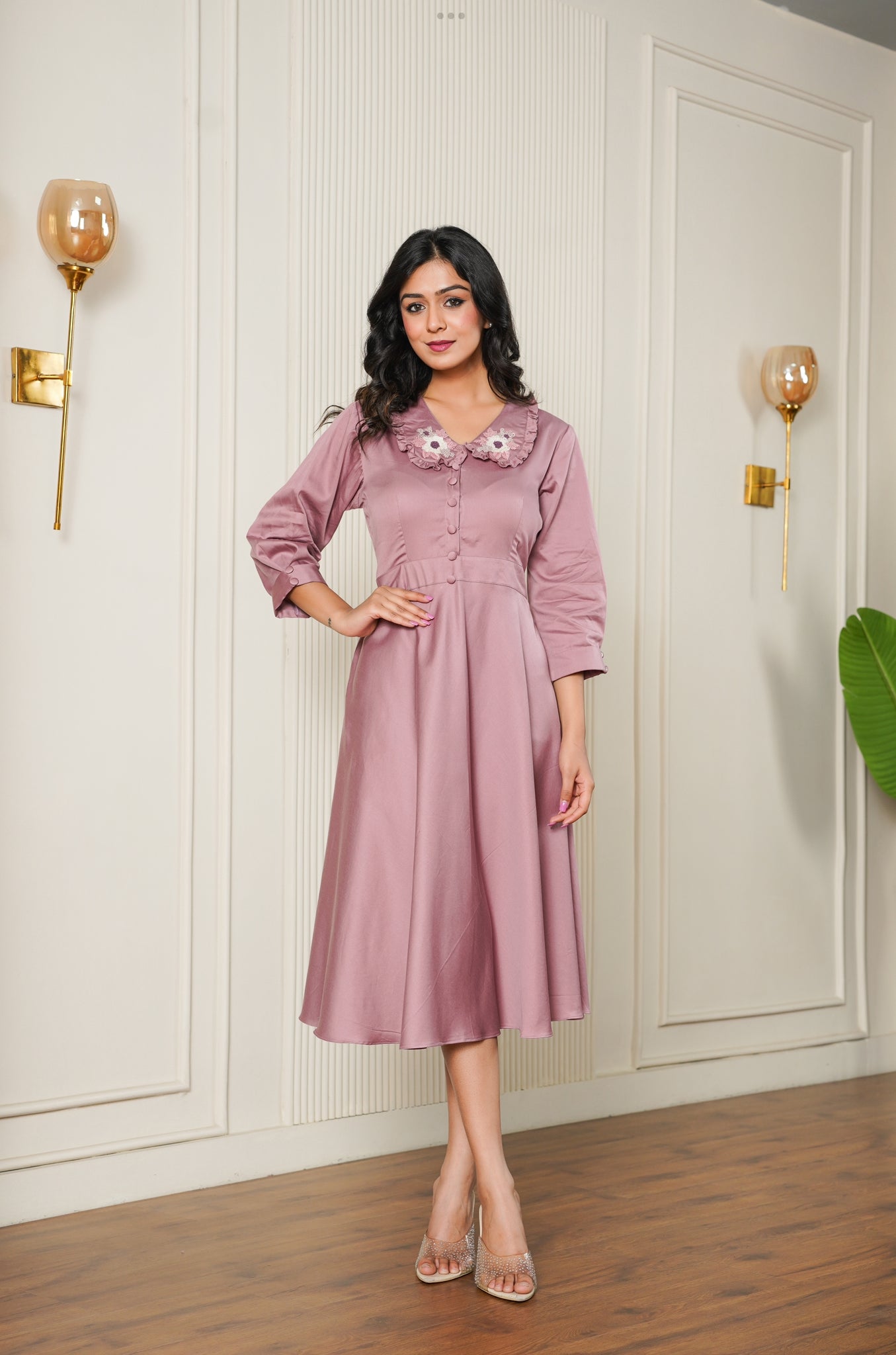Dusty Rose Midi Dress