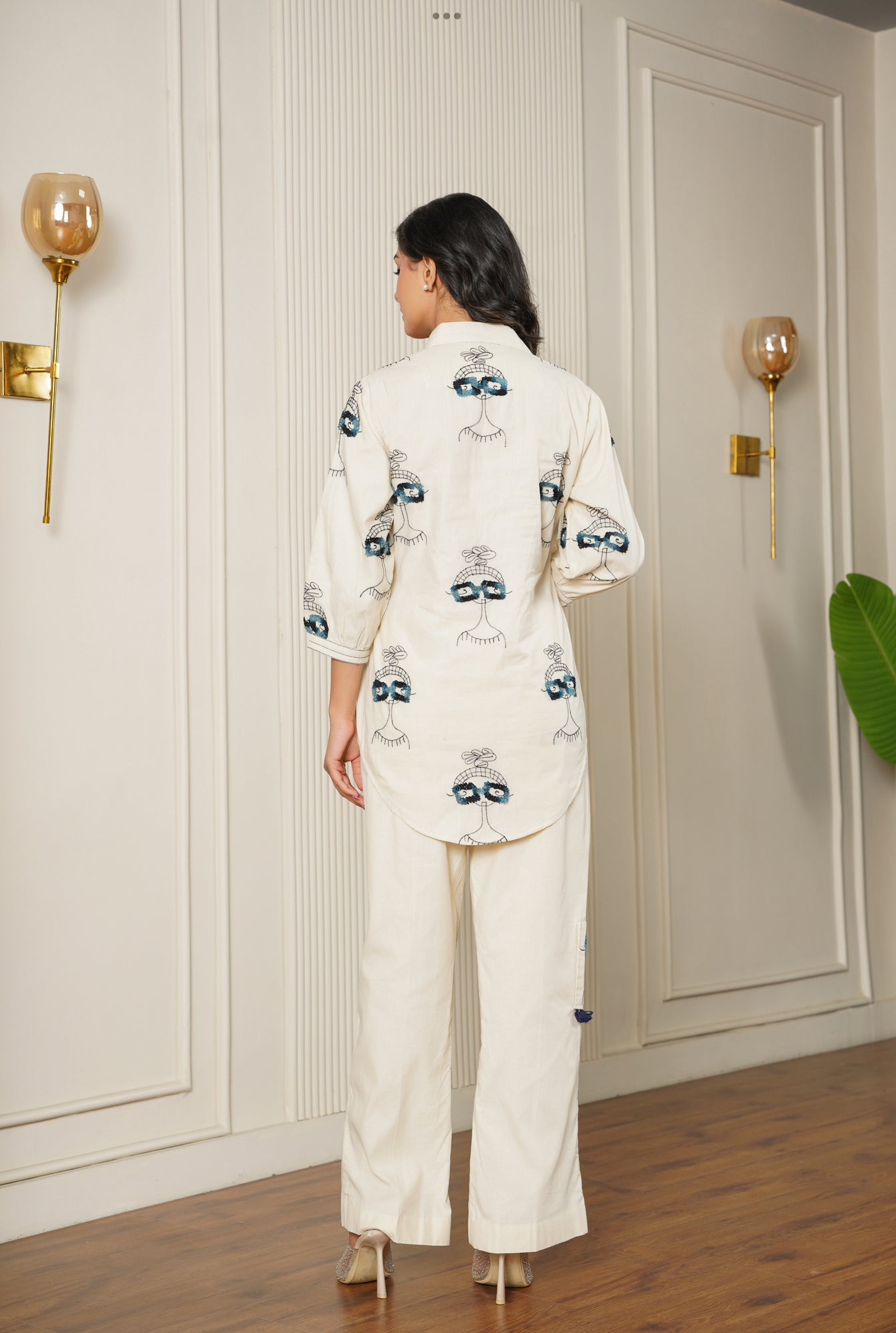 Whimsical Ivory Embroidered Co-Ord Set