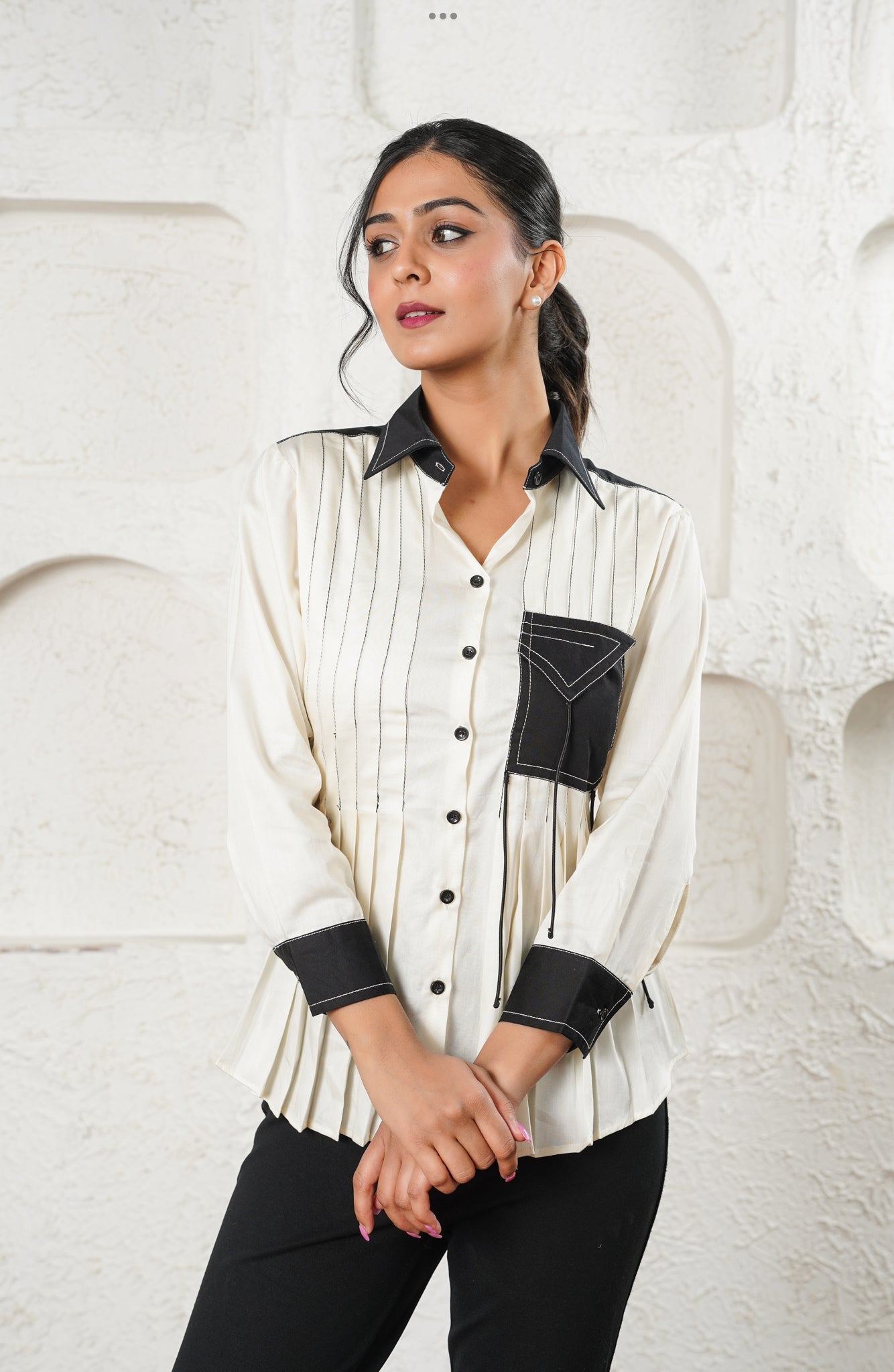 Dual-Tone Ivory Shirt