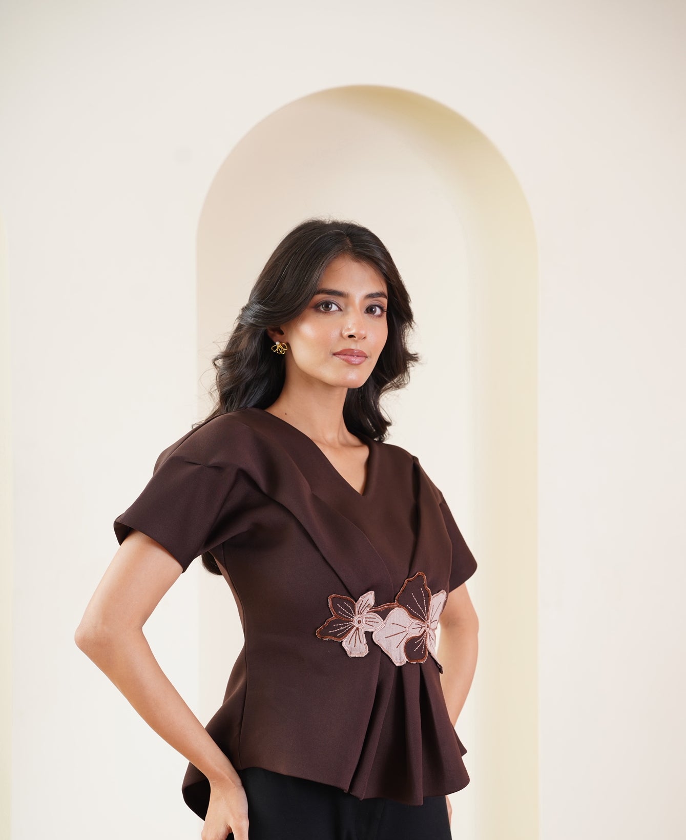 Cocoa Brown Peplum Top