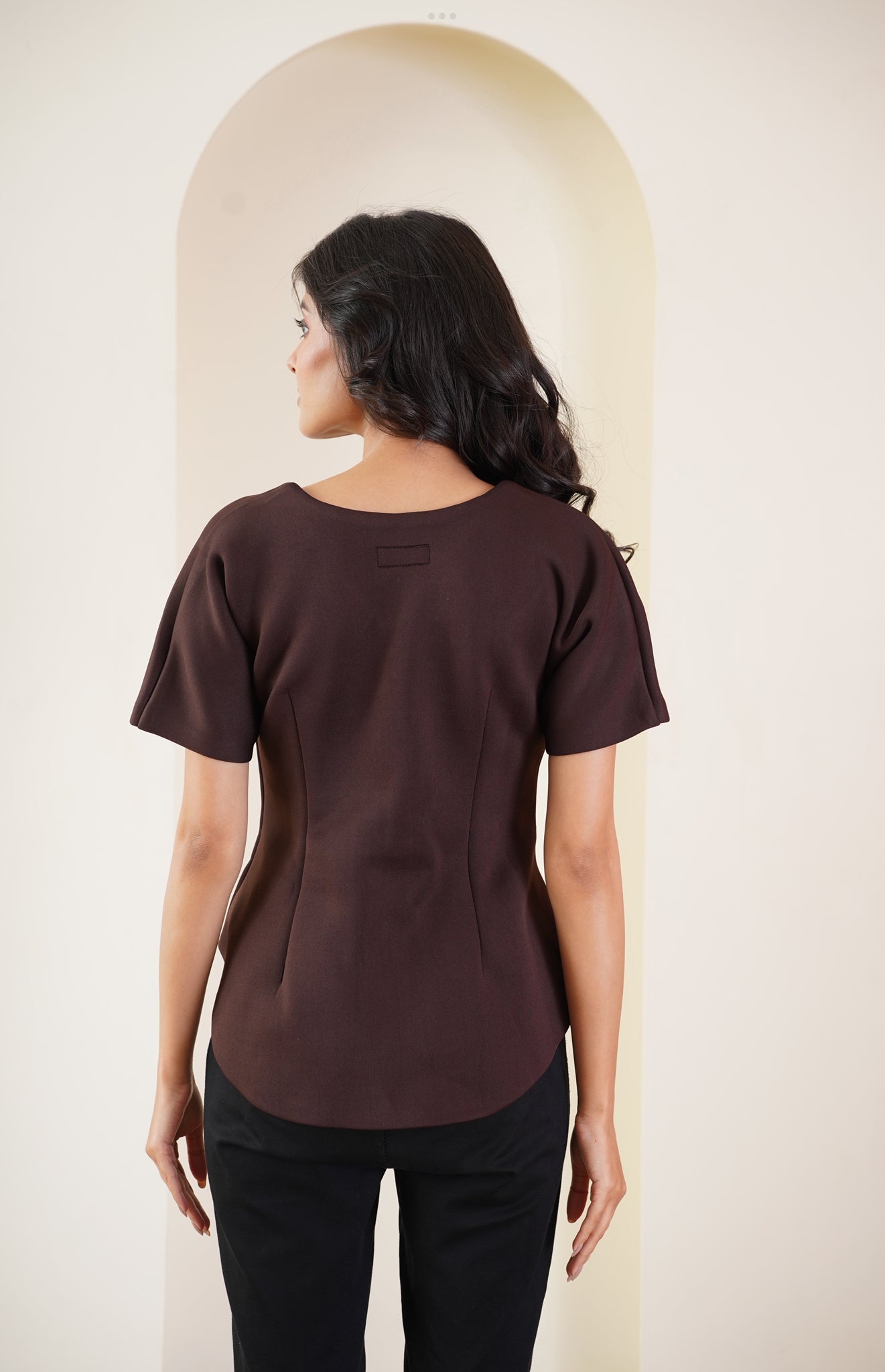 Cocoa Brown Peplum Top