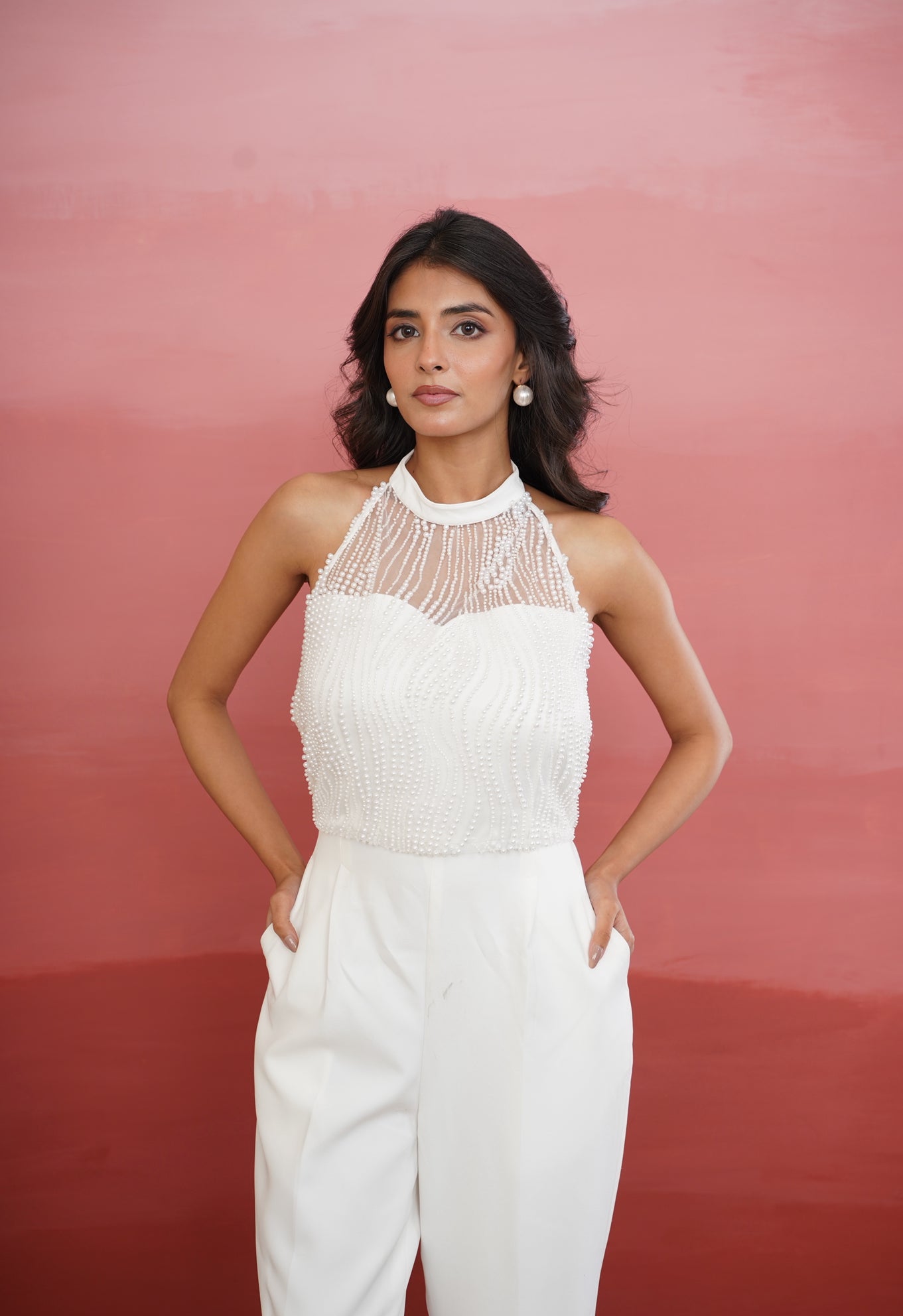White Halter Neck Jumper