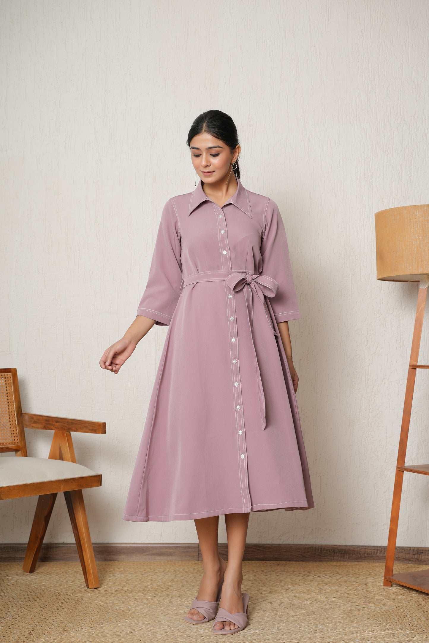 Dusty Rose Shirt Dress