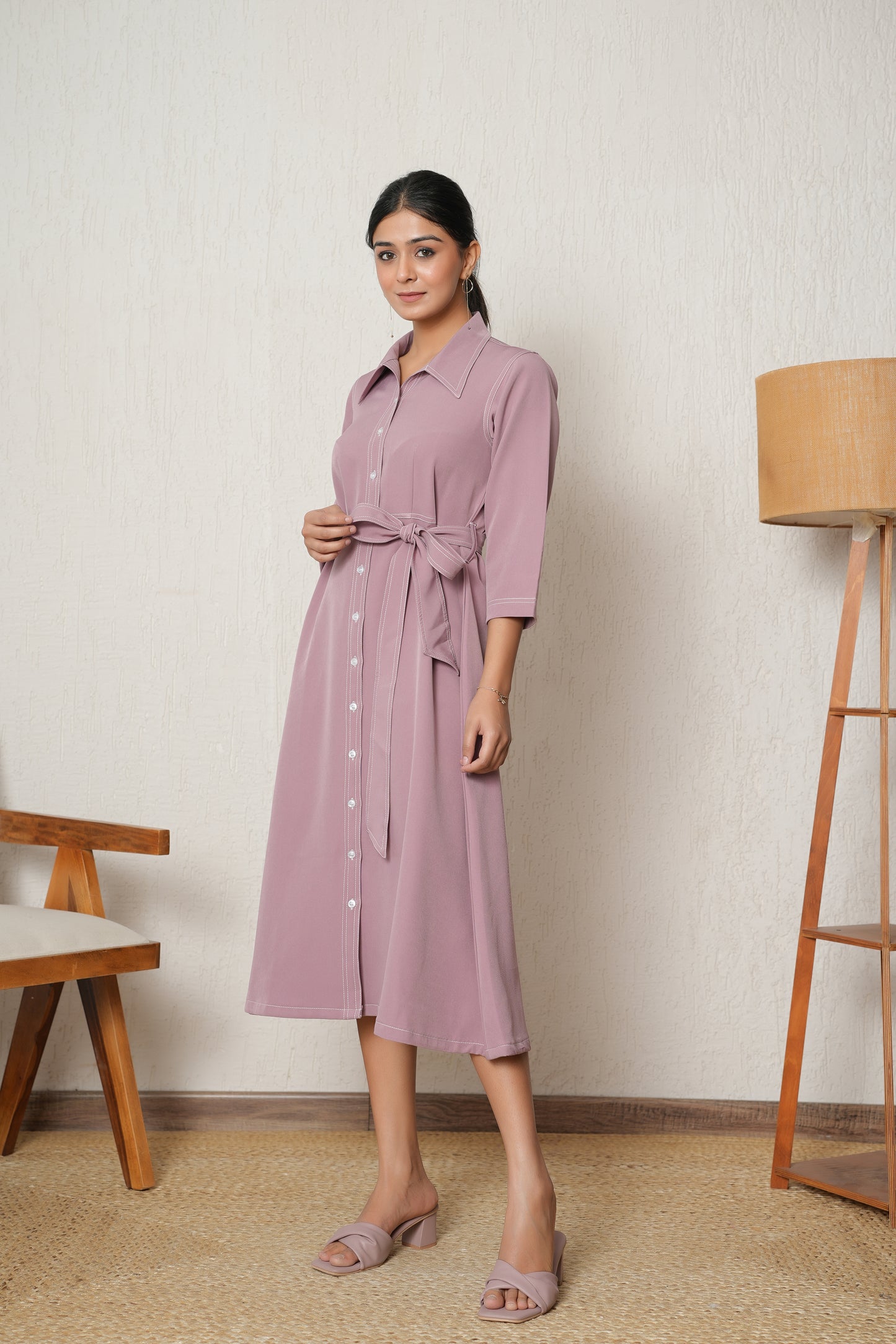 Dusty Rose Shirt Dress