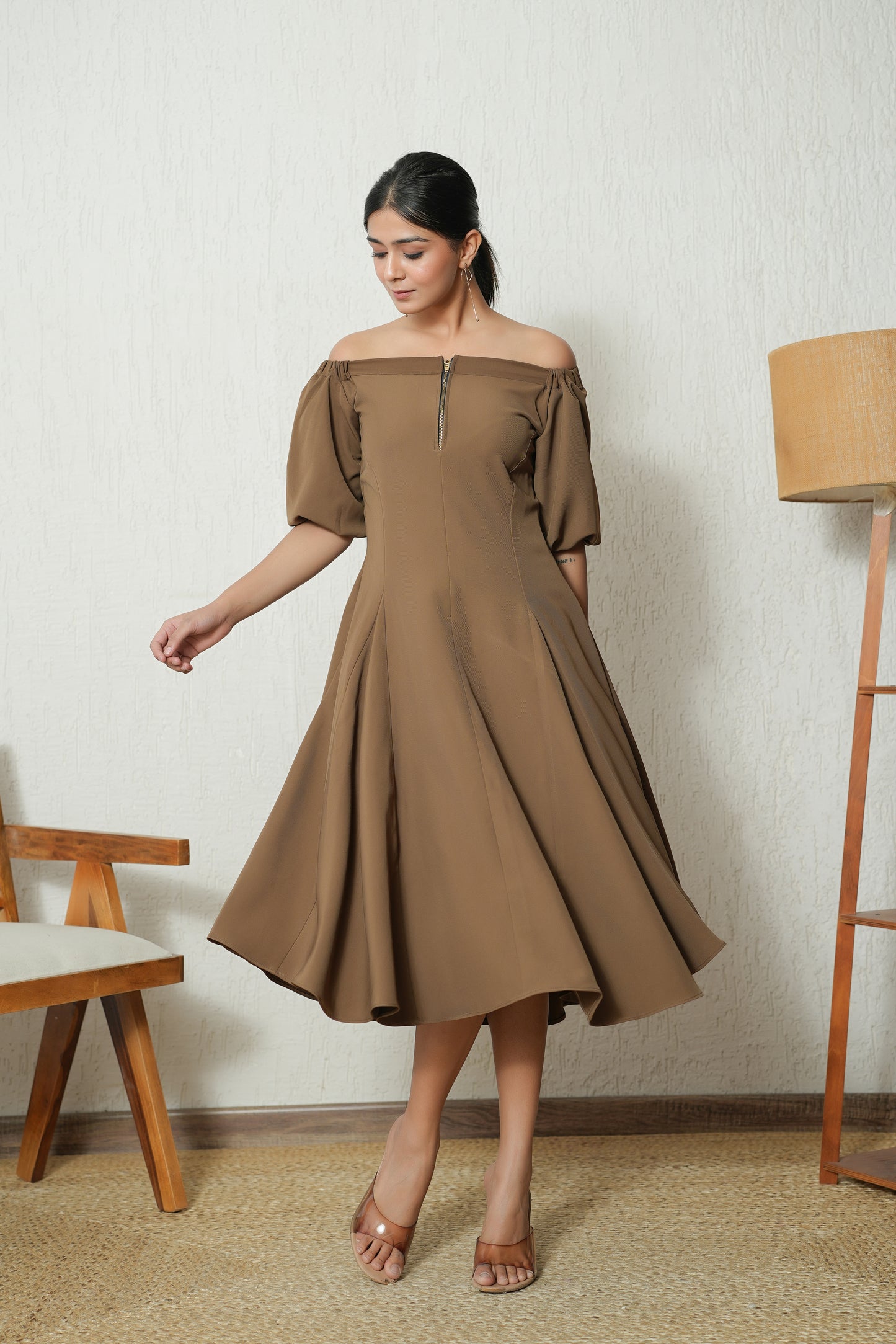 Off-Shoulder Flared Dress