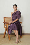 One-Shoulder Satin Midi Dress