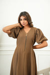 Classic Brown Midi Dress