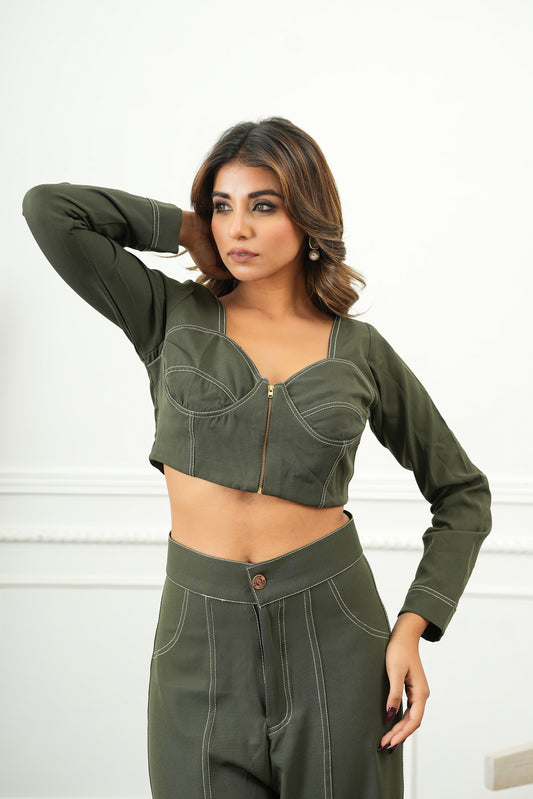 Olive Green Utility Co-Ord Set