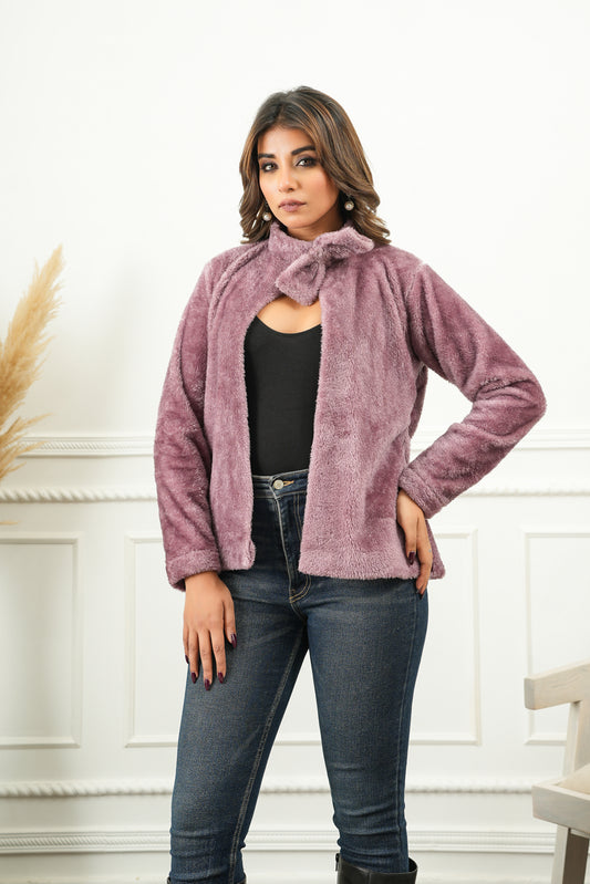 Elegant Mauve Faux Fur Top