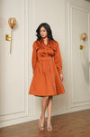 Rust Belted Shirt Dress