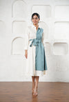 Dual-Tone Wrap Shirt Dress