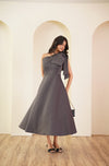 Charcoal One-Shoulder Bow Dress