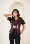 Cocoa Brown Peplum Top