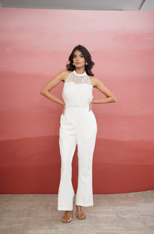White Halter Neck Jumper