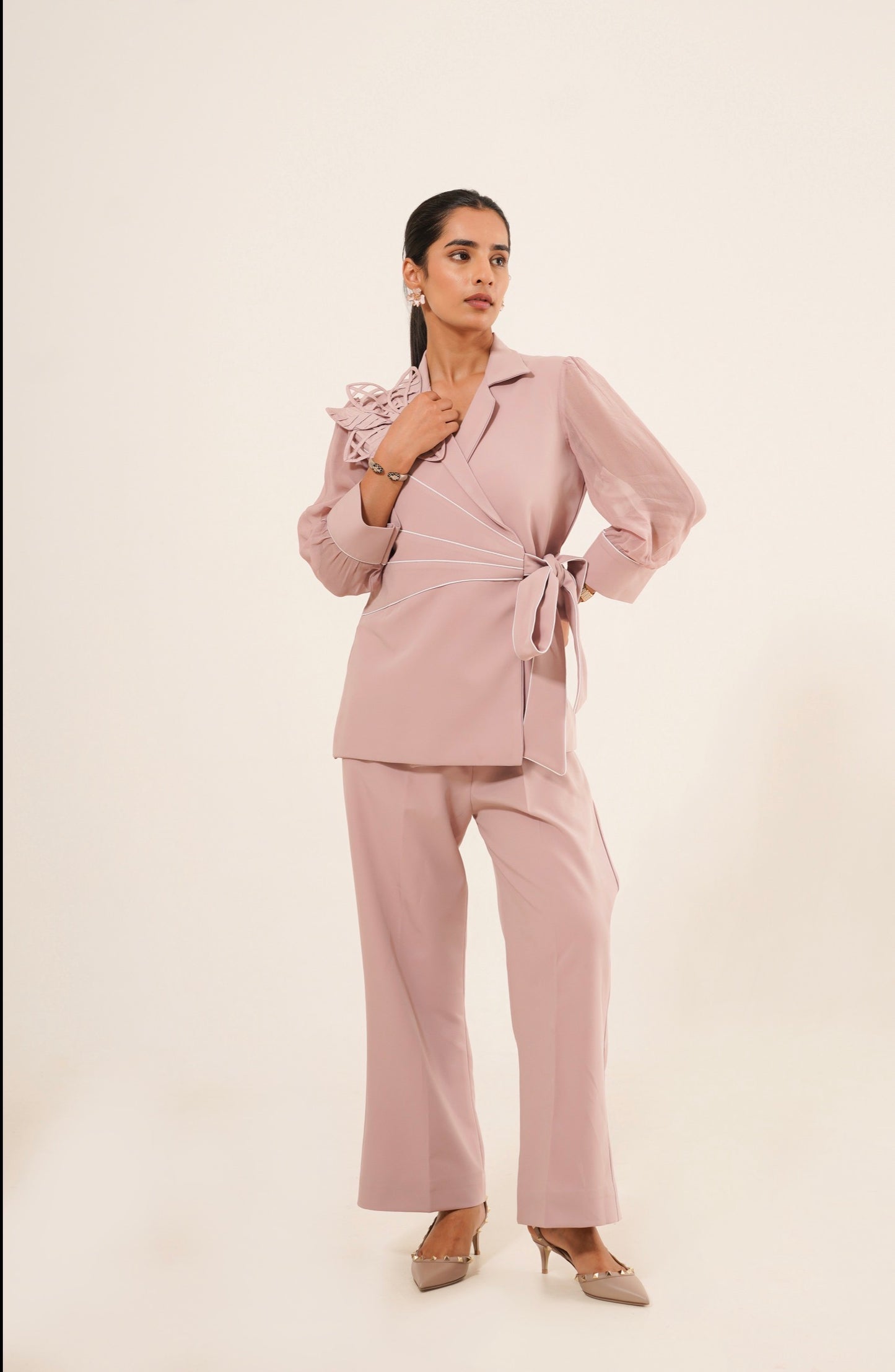 Blush Pink Wrap Tie-Up Co-ord Set