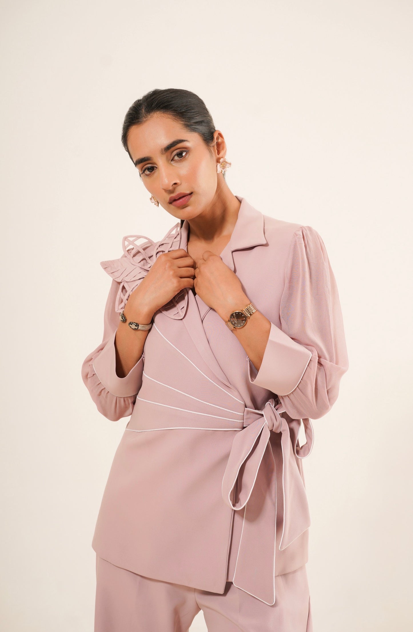 Blush Pink Wrap Tie-Up Co-ord Set