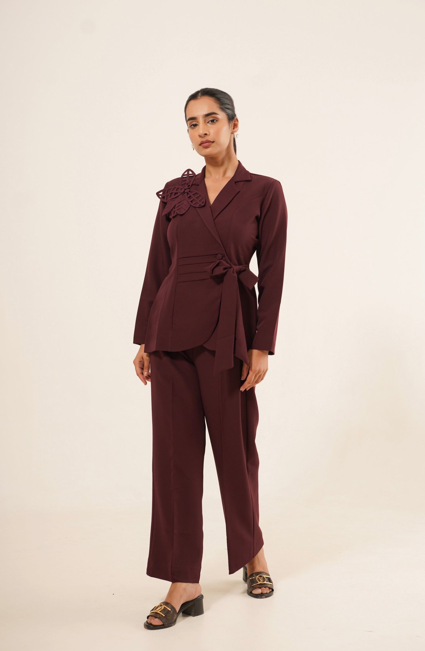 Wine Wrap Tie-Up Co-Ord Set
