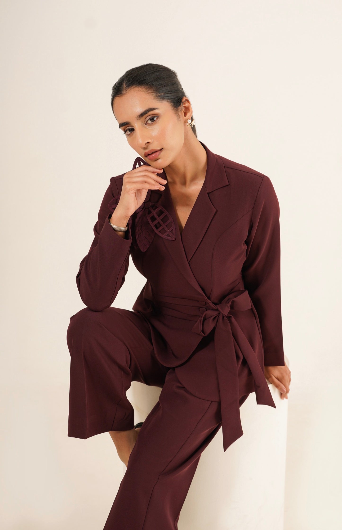 Wine Wrap Tie-Up Co-Ord Set