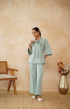 Mint Scallop Hem Tie-Up Co-Ord Set