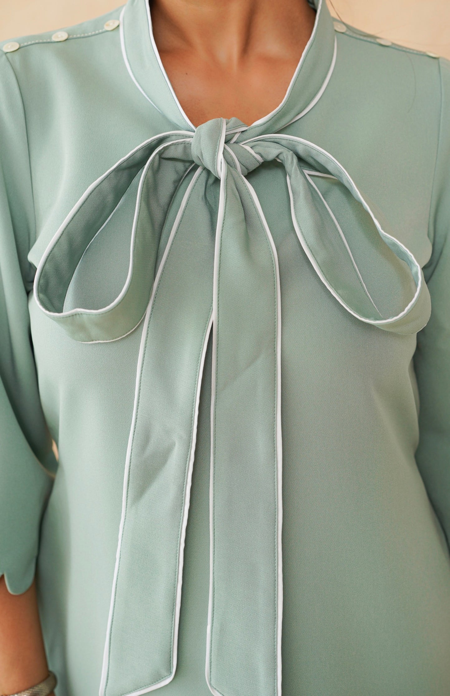 Mint Scallop Hem Tie-Up Co-Ord Set